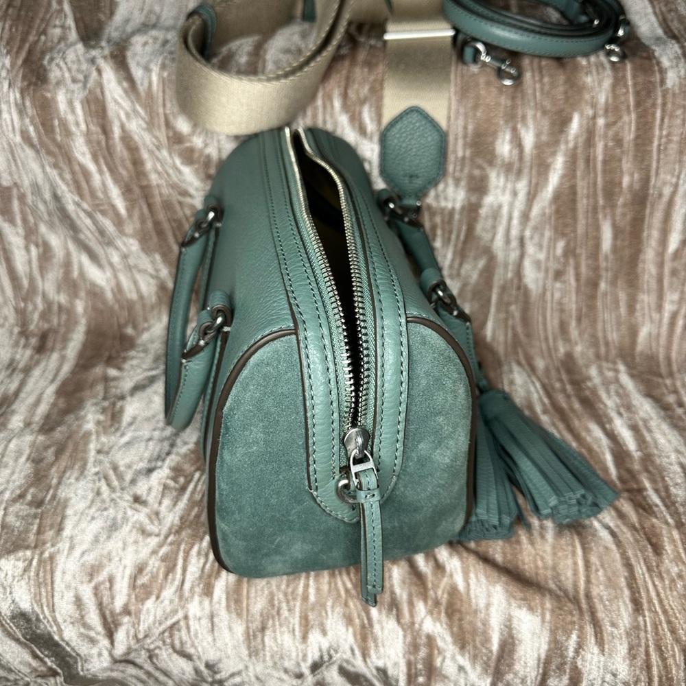 Tory Burch Green Leather Mini Satchel with Tassel - Picture 4 of 9